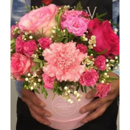 Цветы в коробке Розовое чудо