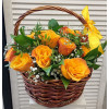 A basket of flowers on a clear morning