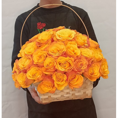 Basket of 51 orange roses