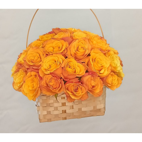 Basket of 51 orange roses