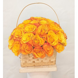 Basket of 51 orange roses